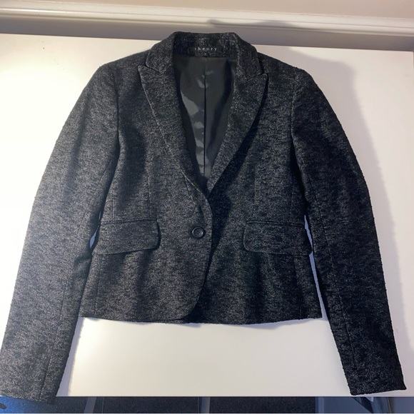 THEORY Black Wool Blend Blazer Women’s Size 4 Classic One Button Style - Picture 1 of 12